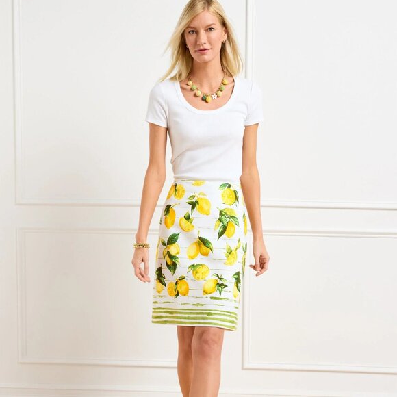 NWT Talbot's Women's Canvas A-Line Lucious Lemons Skirt 8 - Picture 1 of 13